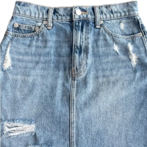 Distressed Jean Skirt Frayed Raw Hem Cut Off Denim Gap Women Size X Small XS - Picture 4 of 16